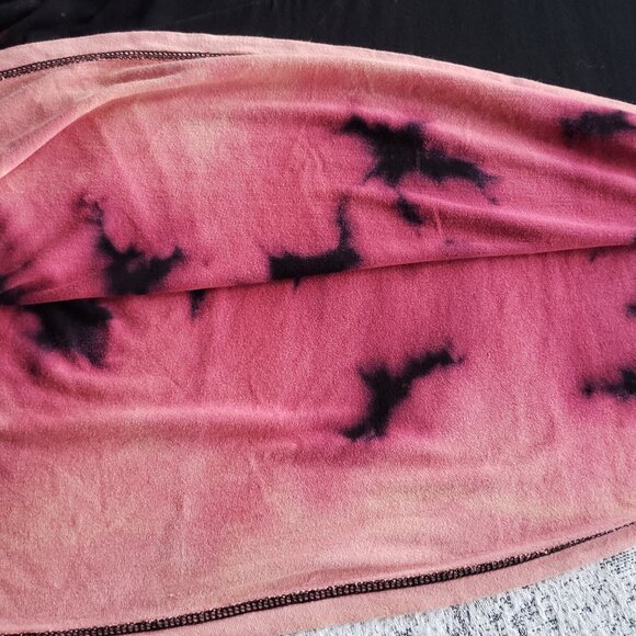 Black Pink Fire Tie Dye Long Assymetrical Boho Halter Dress - Picture 7 of 9